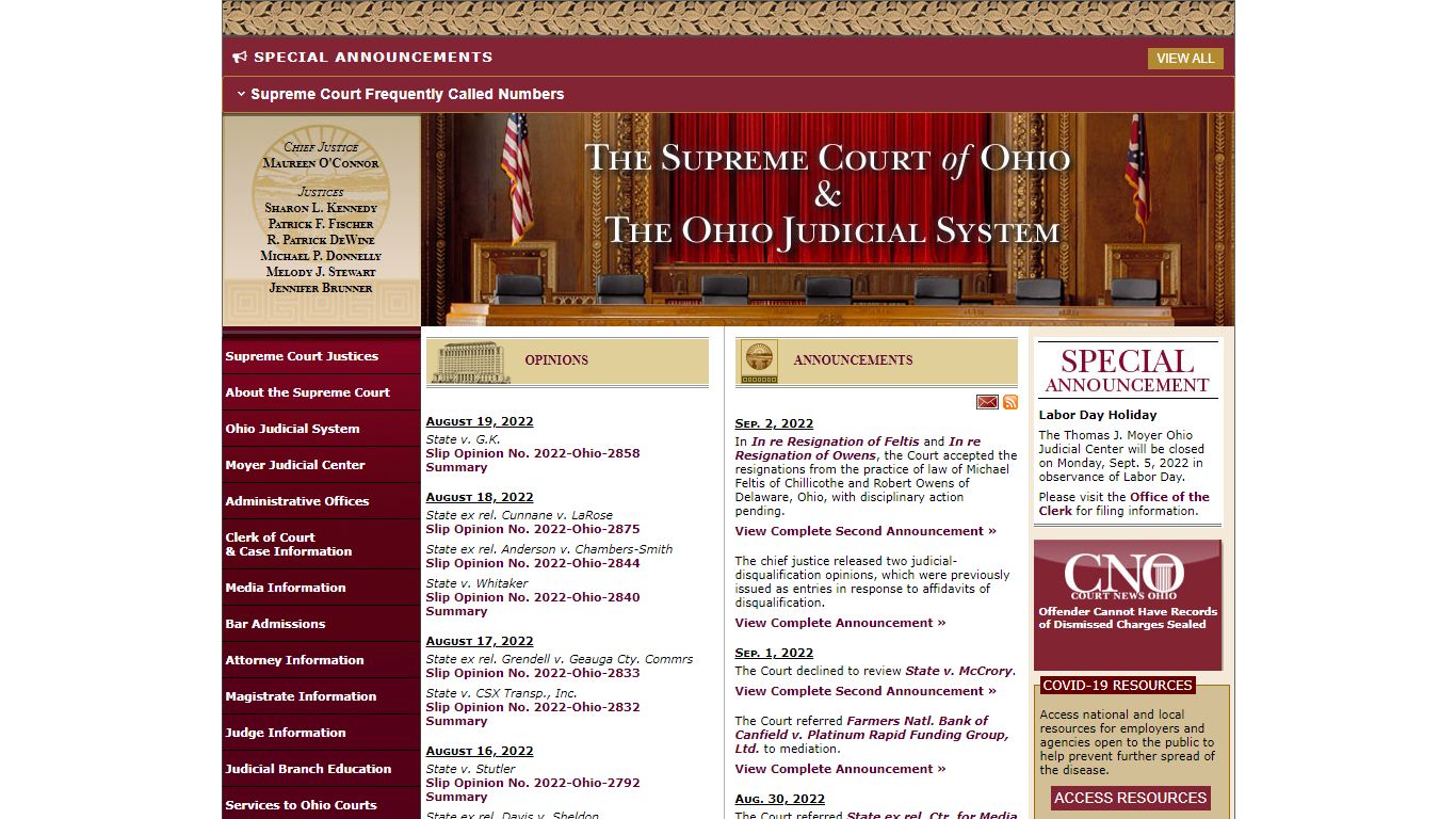 Supreme Court of Ohio and the Ohio Judicial System